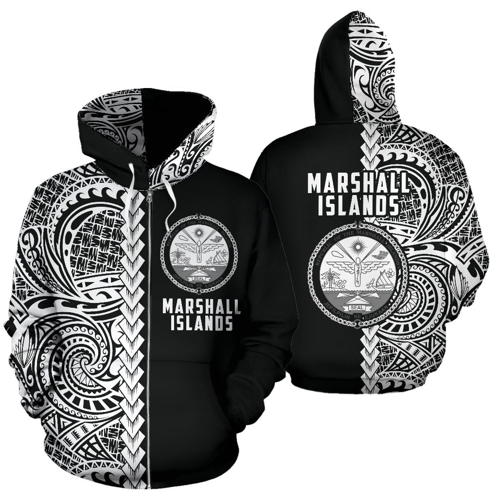 Marshall Islands Hoodie Polynesian - Half Style (Zip) - Vibe Hoodie Shop