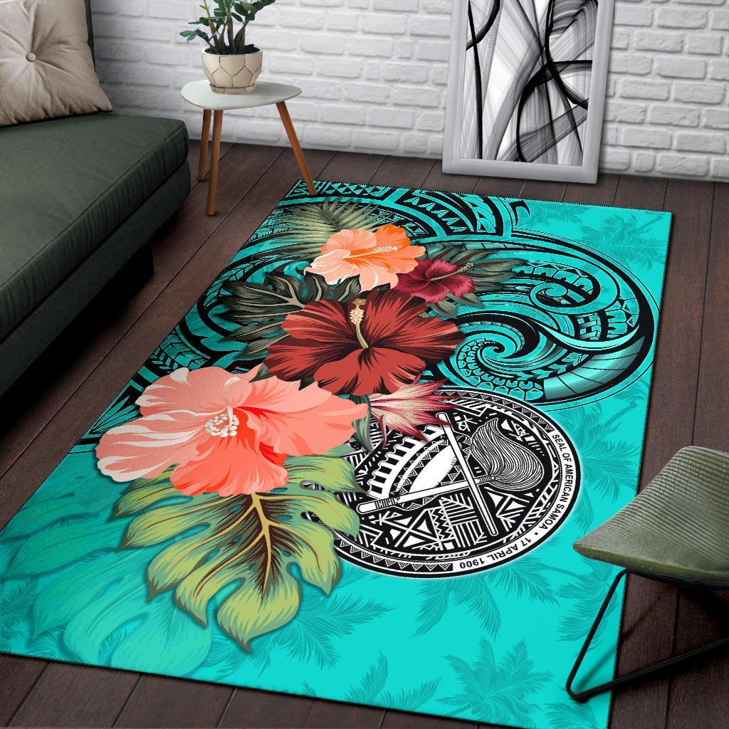 American Samoa Area Rug Hibiscus Polynesian - Vibe Hoodie Shop