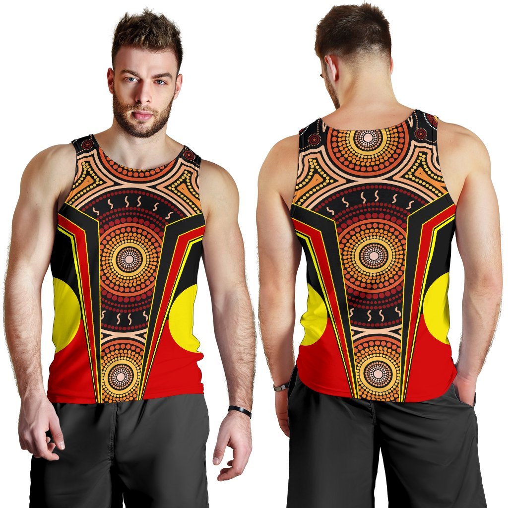 Men's Tank Top - Aboriginal With Dot Painting Art - Vibe Hoodie Shop