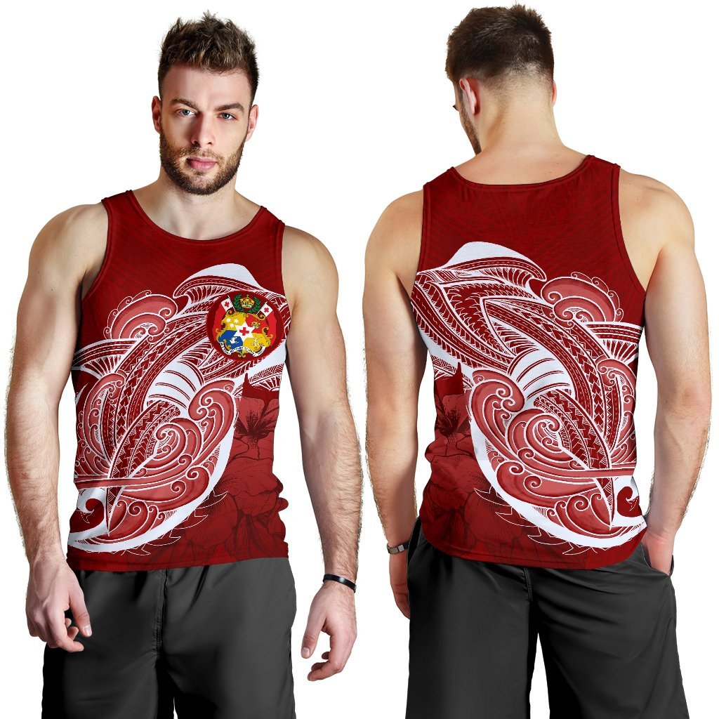 Tonga Men's Tank Top Shark Coat Of Arms - Vibe Hoodie Shop