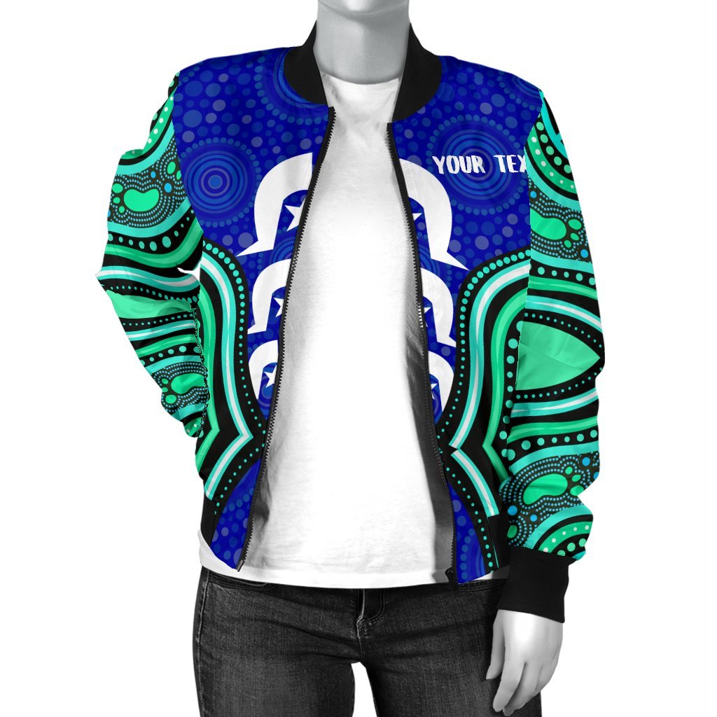 Torres Strait Personalised Women's Bomber Jacket - Torres Strait Symbol And Aboriginal Patterns - Vibe Hoodie Shop