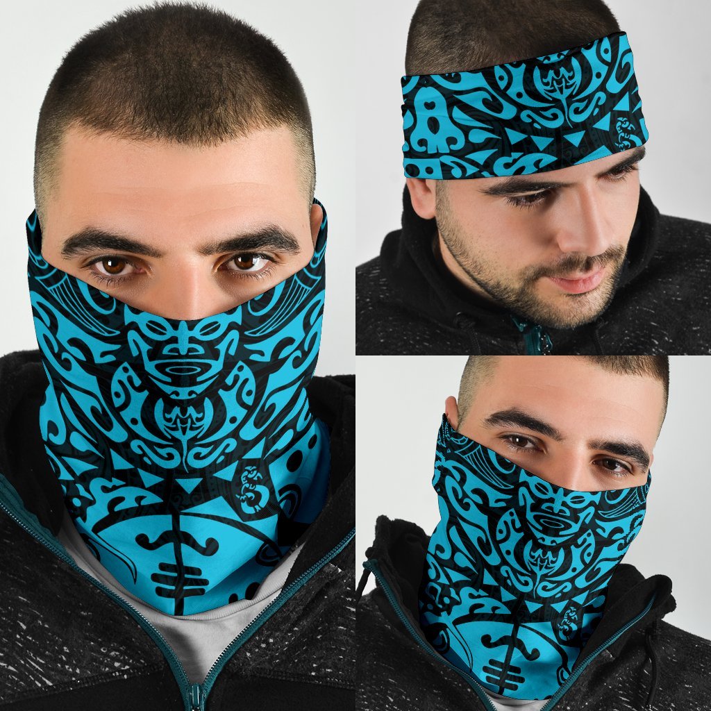 New Zealand Maori Tangaroa Tattoo Bandana - Blue - Vibe Hoodie Shop