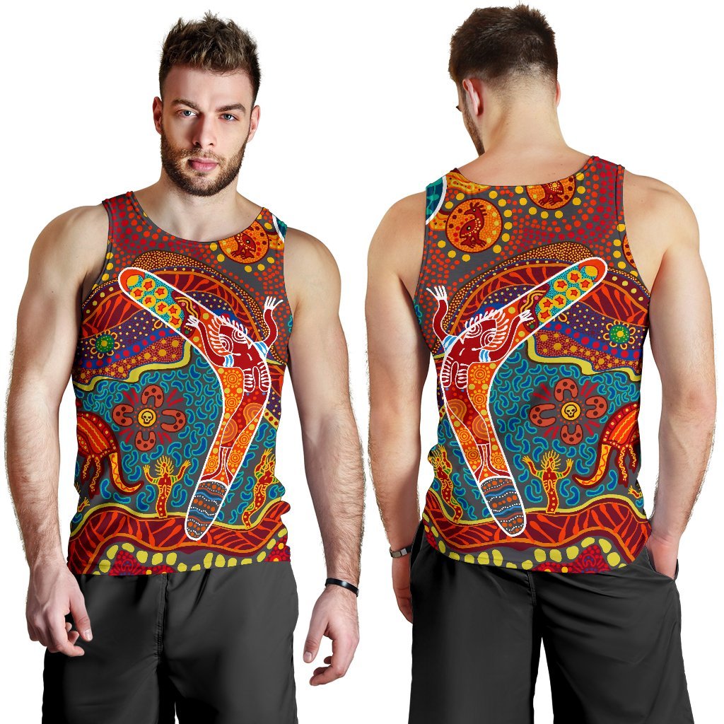 Aboriginal Men's Tank Top - Indigenous Boomerang - Vibe Hoodie Shop