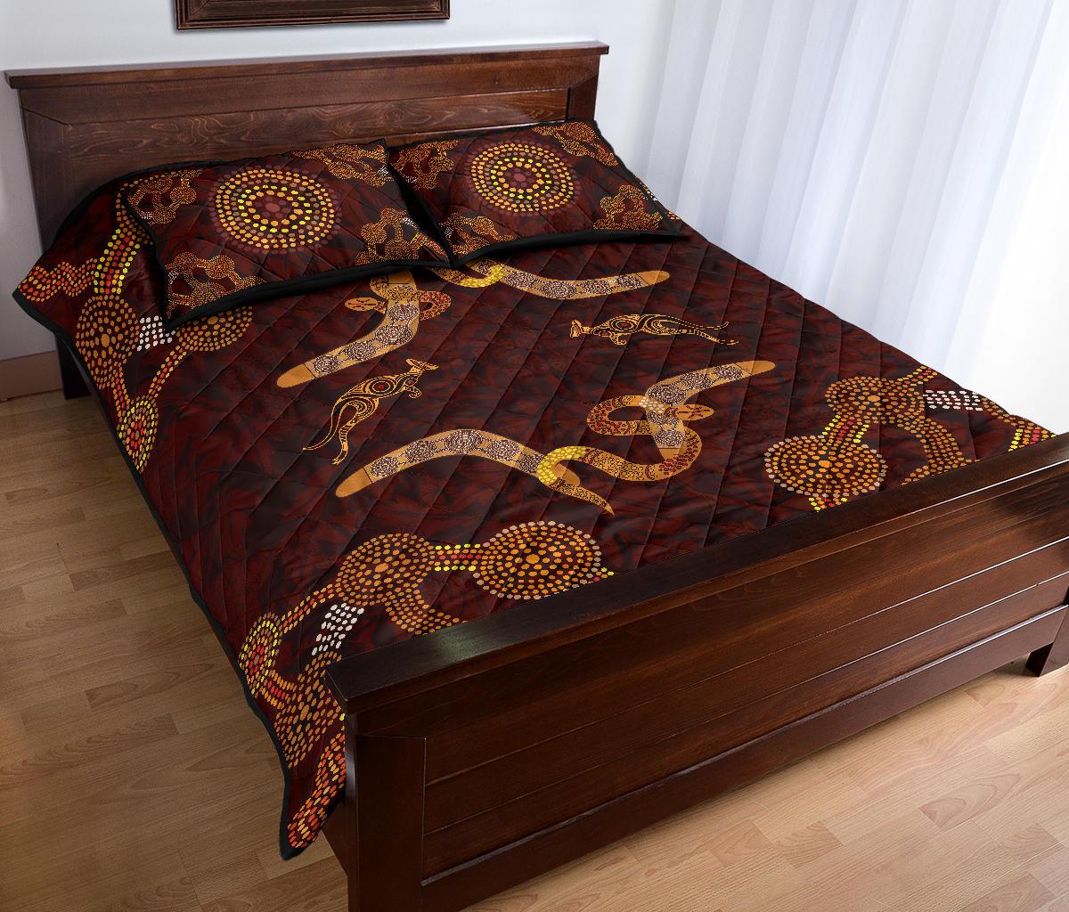 Aboriginal Quilt Bed Set - Snake, Kangaroo Dot - Vibe Hoodie Shop