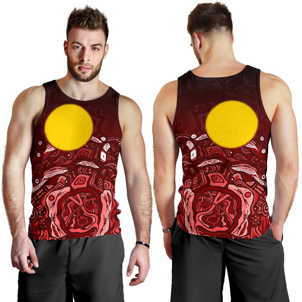 Custom Text Aboriginal Men's Tank Top - Red Landscape - Vibe Hoodie Shop