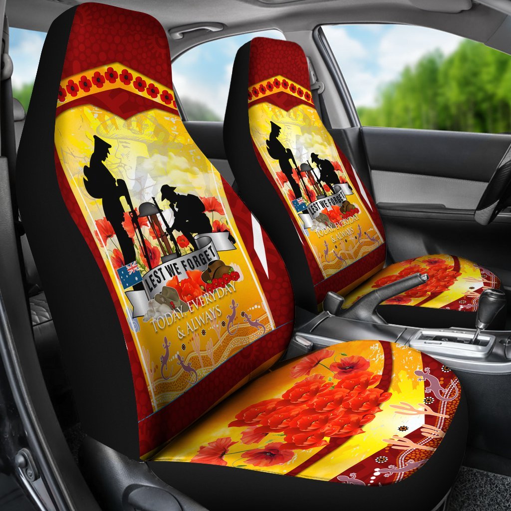 ANZAC Car Seat Covers - Lest We Forget Aboriginal Version - Vibe Hoodie Shop