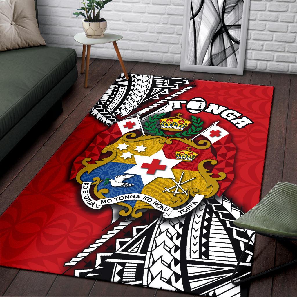 Tonga Rugby Area Rug Polynesian Style Pinwheel - Vibe Hoodie Shop