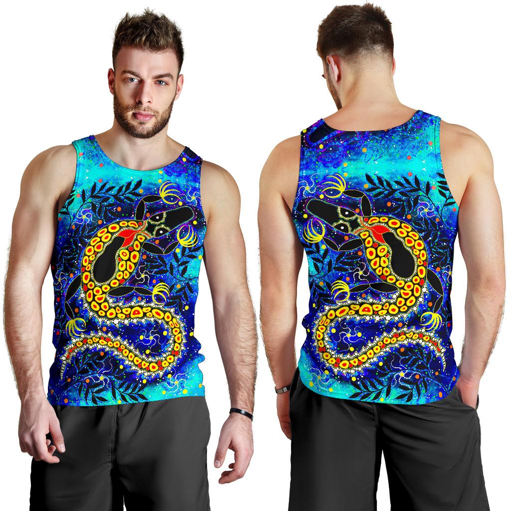 Aboriginal Men's Tank Tops - Indigenous Crocodile - Vibe Hoodie Shop