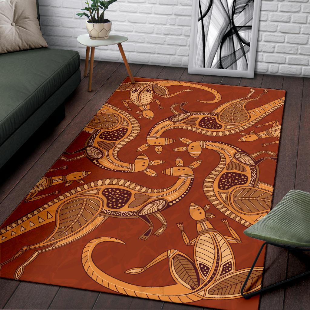 Area Rug - Kangaroo Rug Aboriginal Patterns Ver01 - Vibe Hoodie Shop