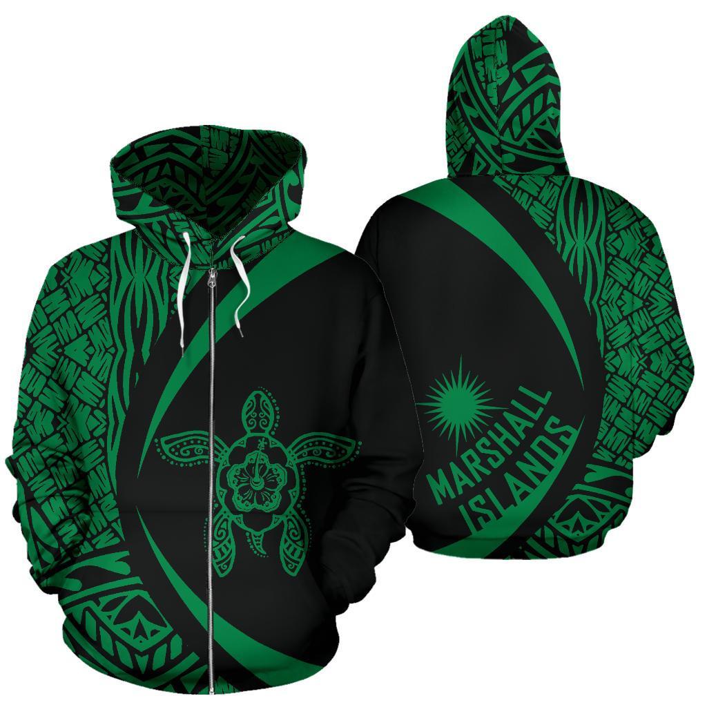 Marshall Islands Turtle Polynesian Zip Up Hoodie - Circle Style 05 - Vibe Hoodie Shop