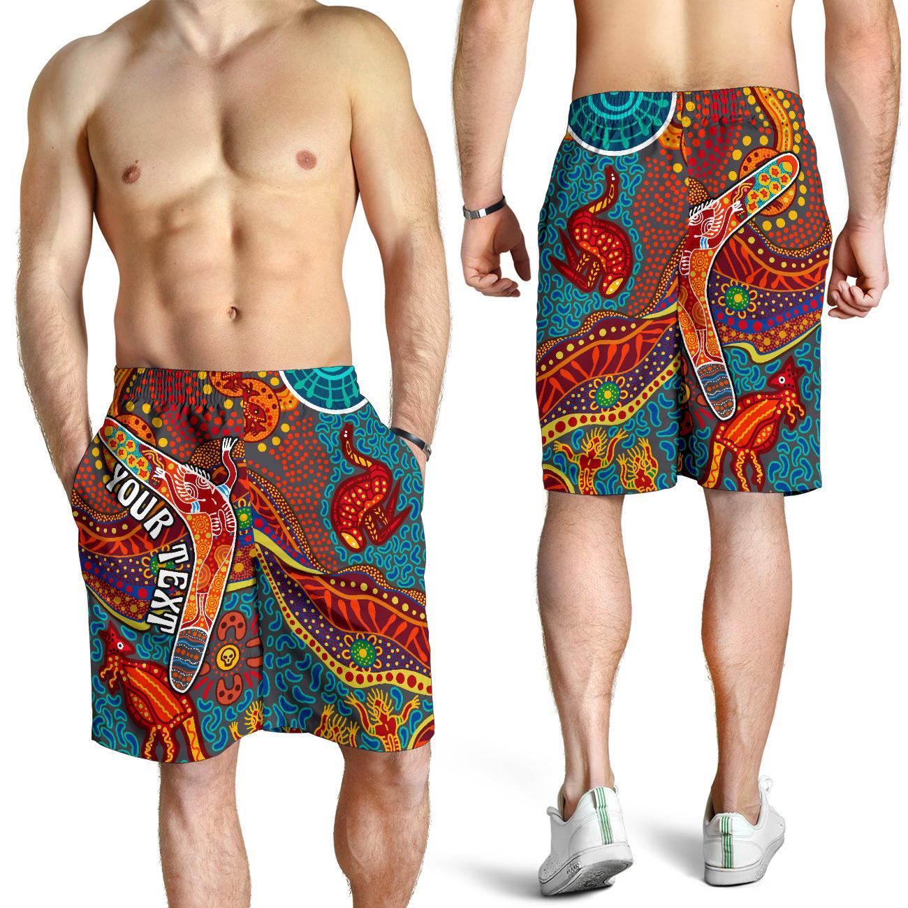 Aboriginal Personalised Men's Shorts - Indigenous Boomerang - Vibe Hoodie Shop