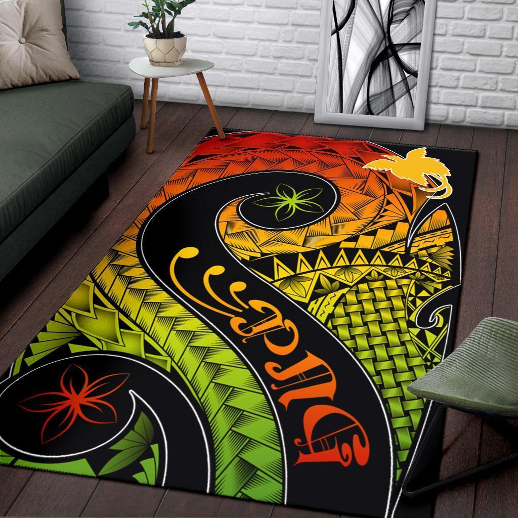 Papua New Guinea Area Rug - PNG Bird And Polynesian Decorative Pattern - Vibe Hoodie Shop