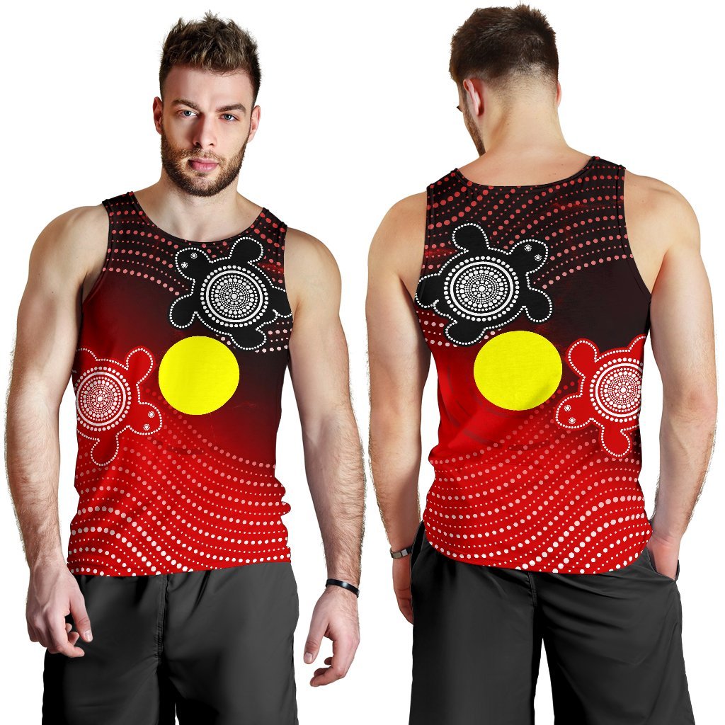 Aboriginal Men's Tank Top - Indigenous Circle Dot Painting Style - - Vibe Hoodie Shop