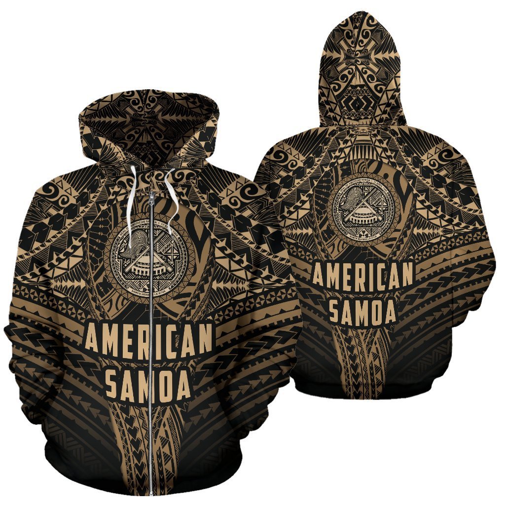 American Samoa Hoodie Polynesian Tattoo Zip Hoodie - Vibe Hoodie Shop