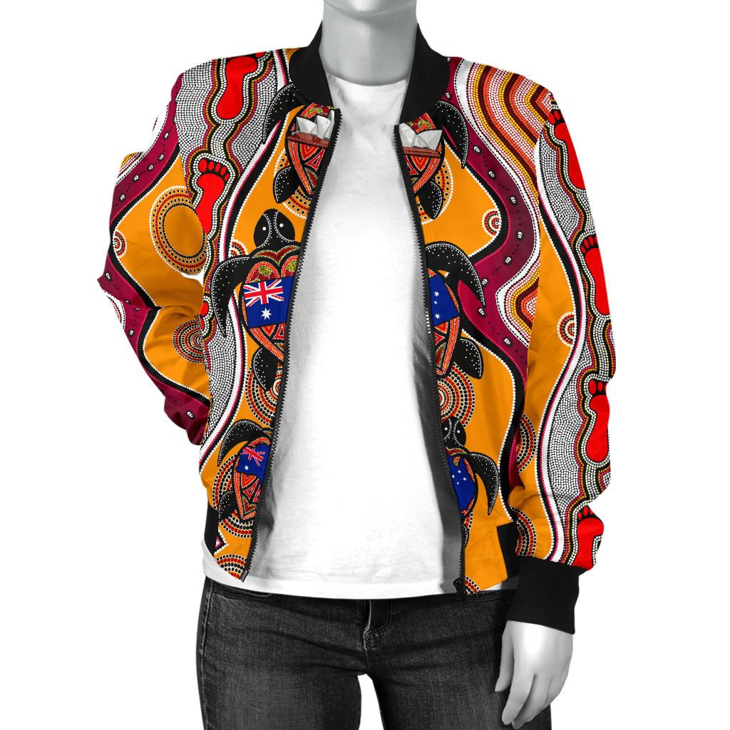 Bomber Jacket - Aboriginal Patterns Jacket Turtle - Women - Vibe Hoodie Shop