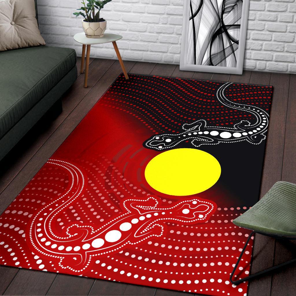 Aboriginal Area Rug - Two Indigenous Lizard - Vibe Hoodie Shop