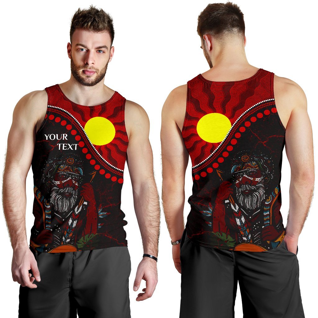 Custom Aboriginal Men's Tank Top - Indigenous People And Sun - Vibe Hoodie Shop