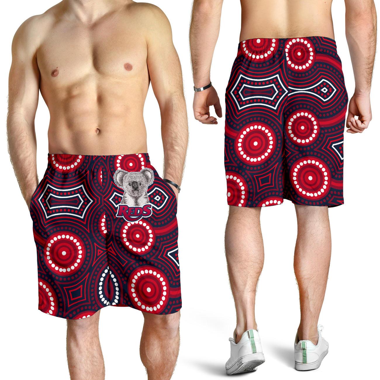 Reds Rugby Australian Men Shorts Simple Indigenous Queensland - Vibe Hoodie Shop