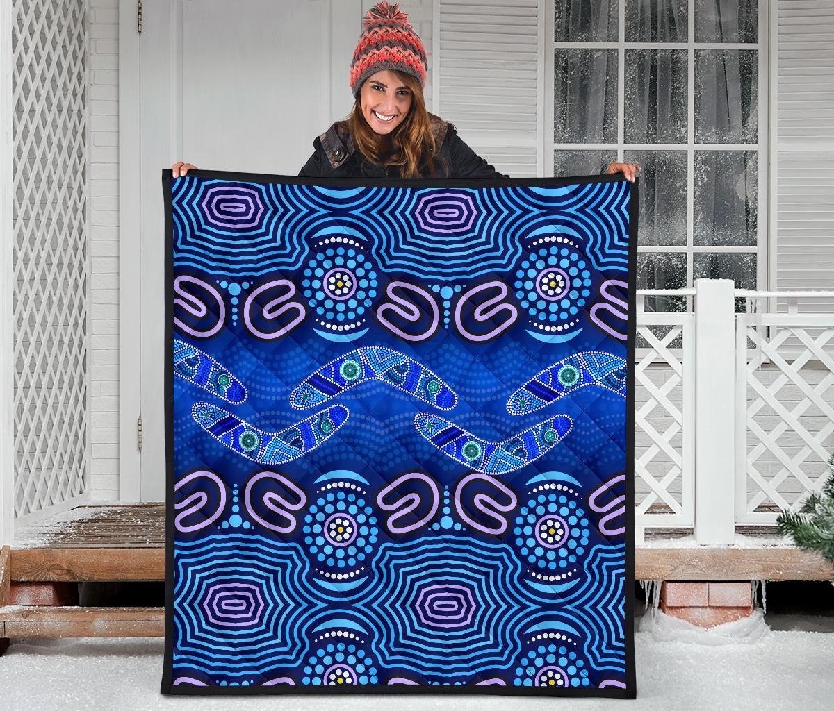 ABoriginal Premium Quilt - Boomerangs And Dot Painting Art Ver02 - - Vibe Hoodie Shop
