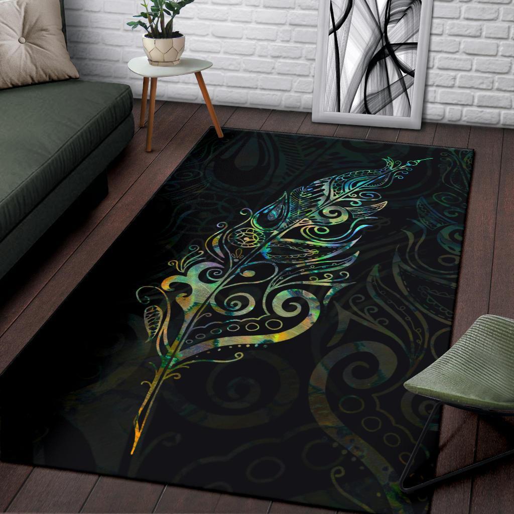 Light Silver Fern Area Rug, Paua Shell - Vibe Hoodie Shop