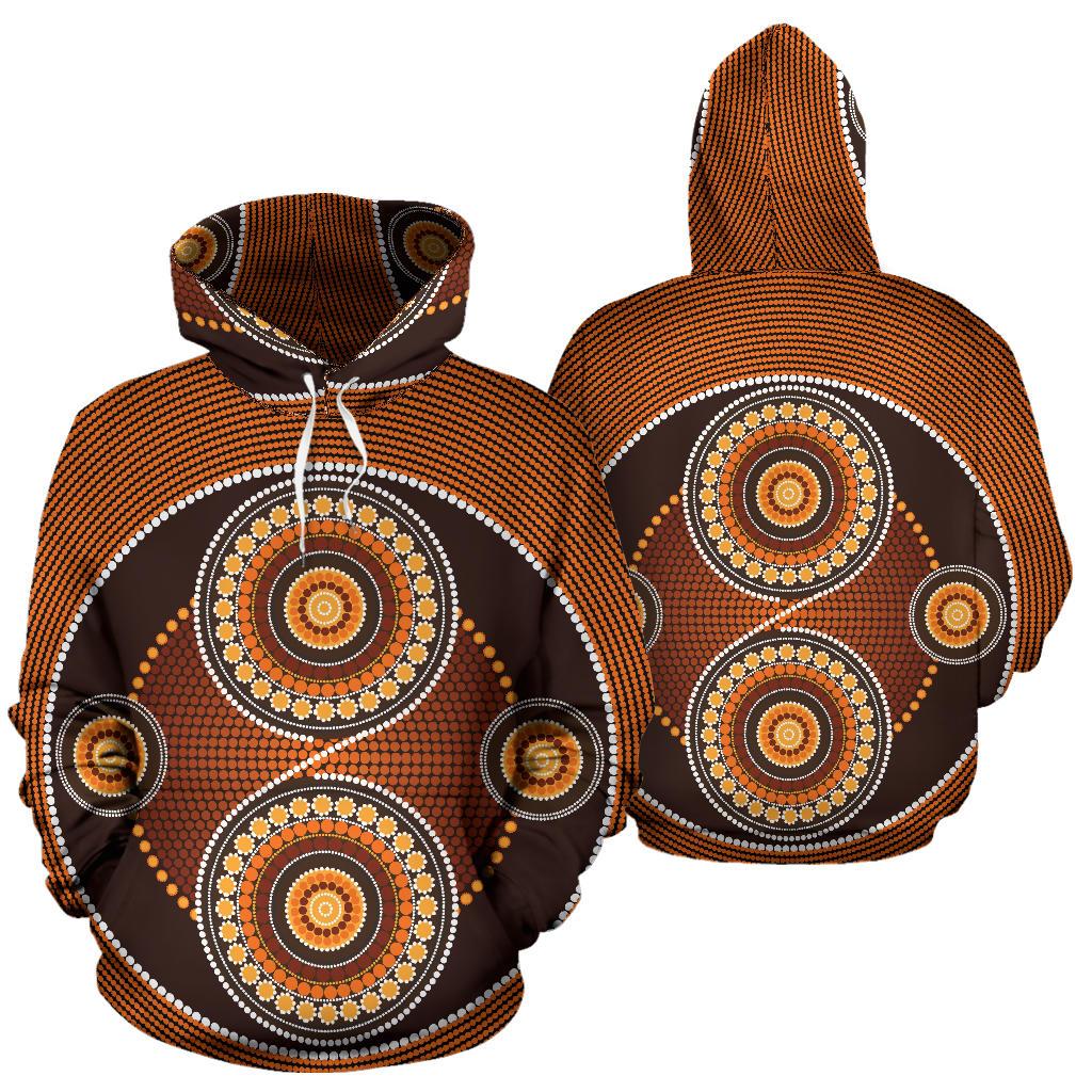 Aboriginal Hoodie, Flowers Art Circle Dot Painting Ver10 - Vibe Hoodie Shop