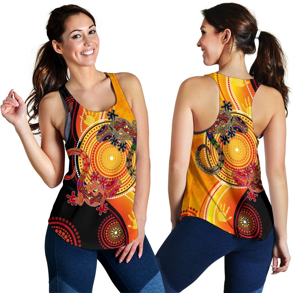 Aboriginal Women's Racerback Tank - Couple Aboriginal Lizards - Vibe Hoodie Shop