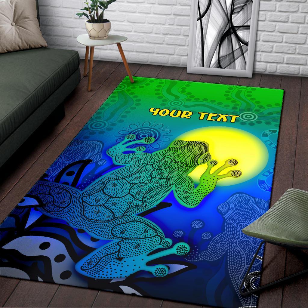 Custom Aboriginal Area Rug - Indigenous Frog (Blue) - Vibe Hoodie Shop