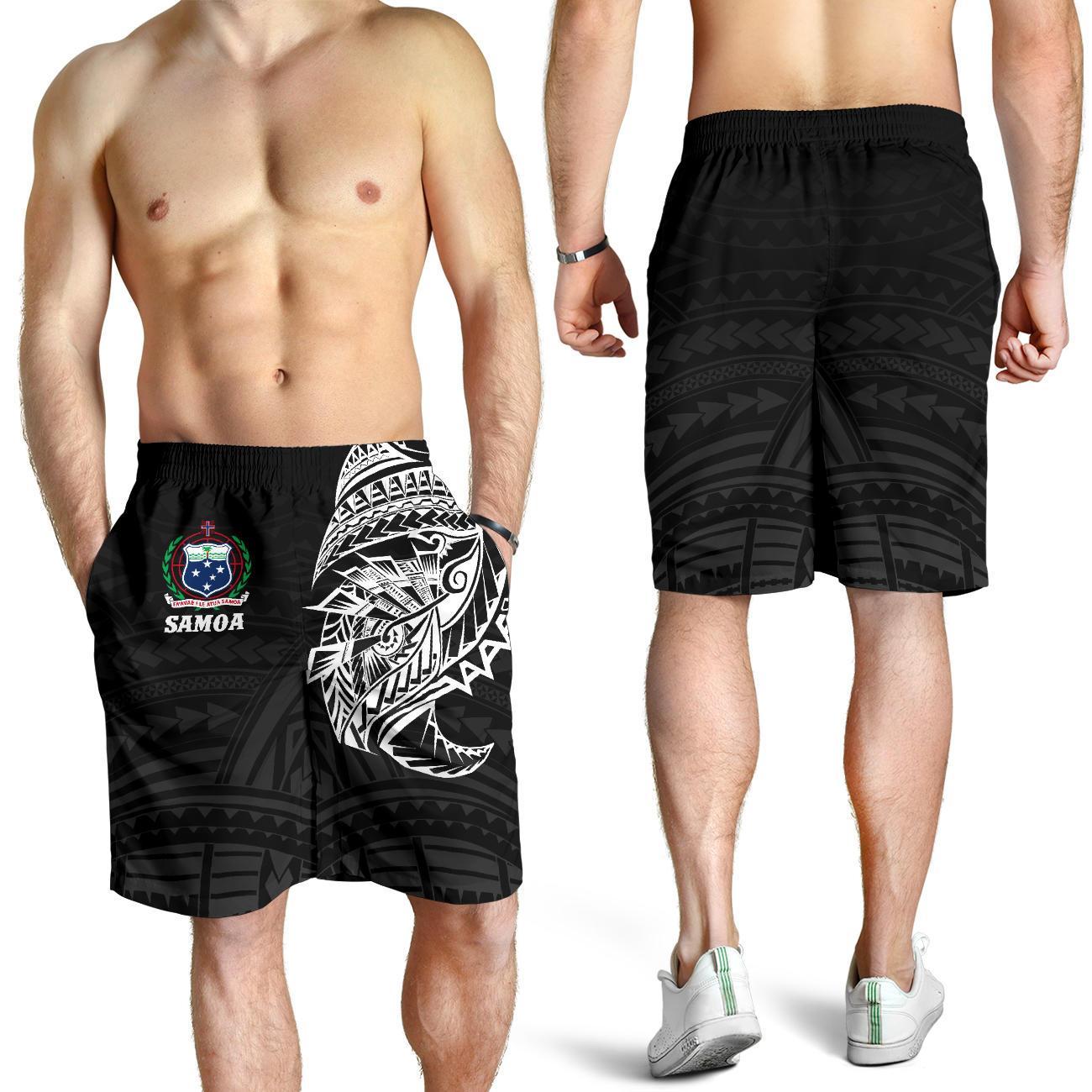 Samoa Tattoo Men Shorts Rugby Style Black - Vibe Hoodie Shop