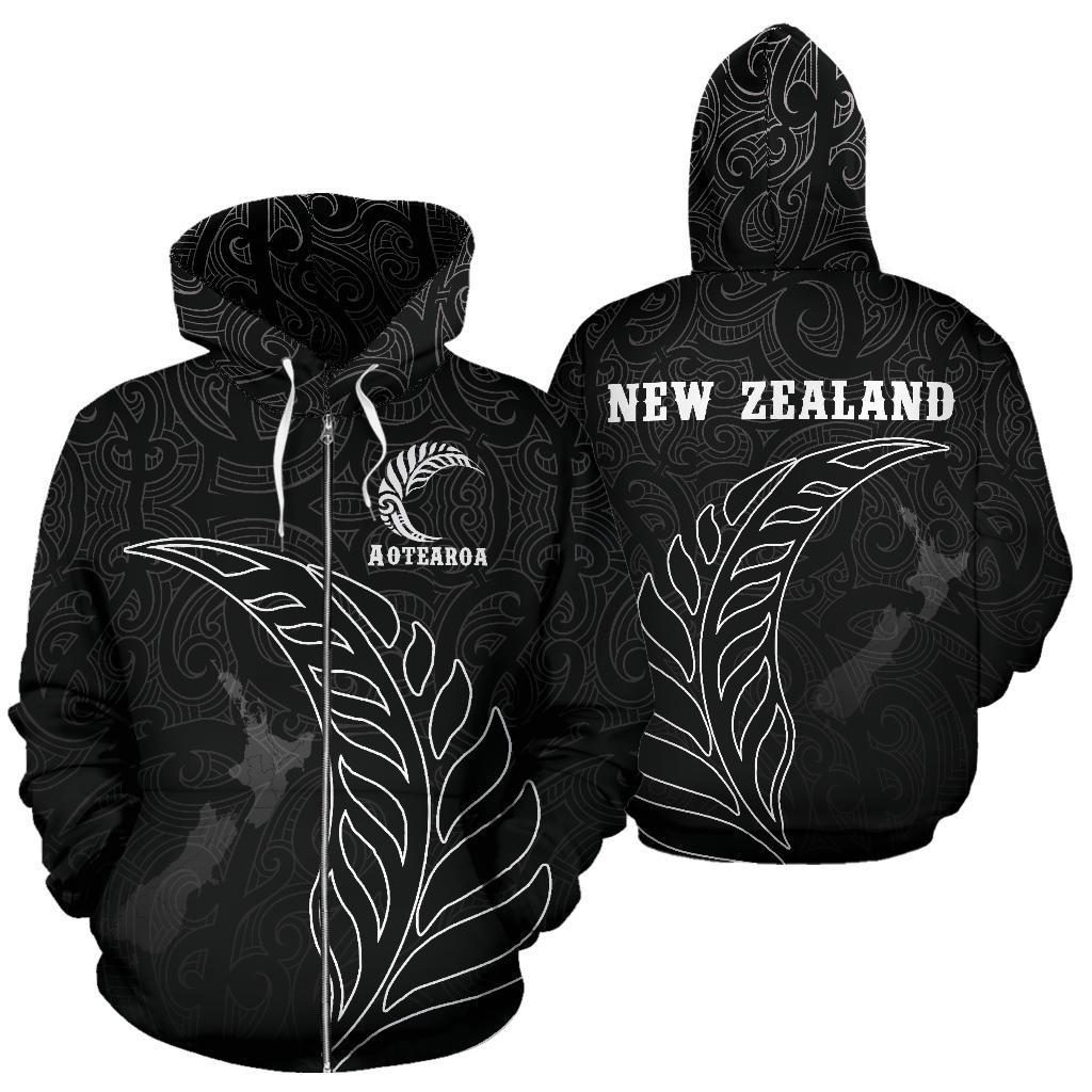 Aotearoa Silver Fern Netball Zip Up Hoodie - Vibe Hoodie Shop