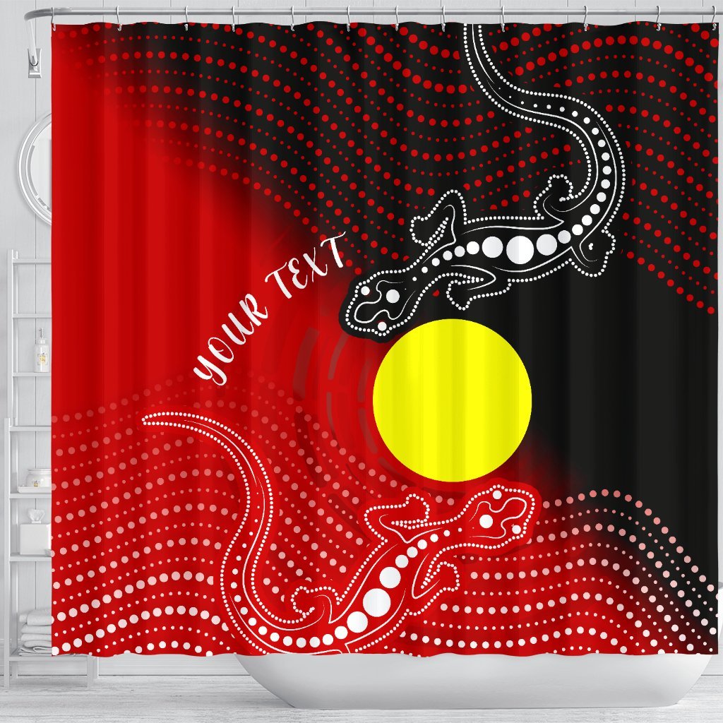 custom-aboriginal-shower-curtain-two-indigenous-lizard