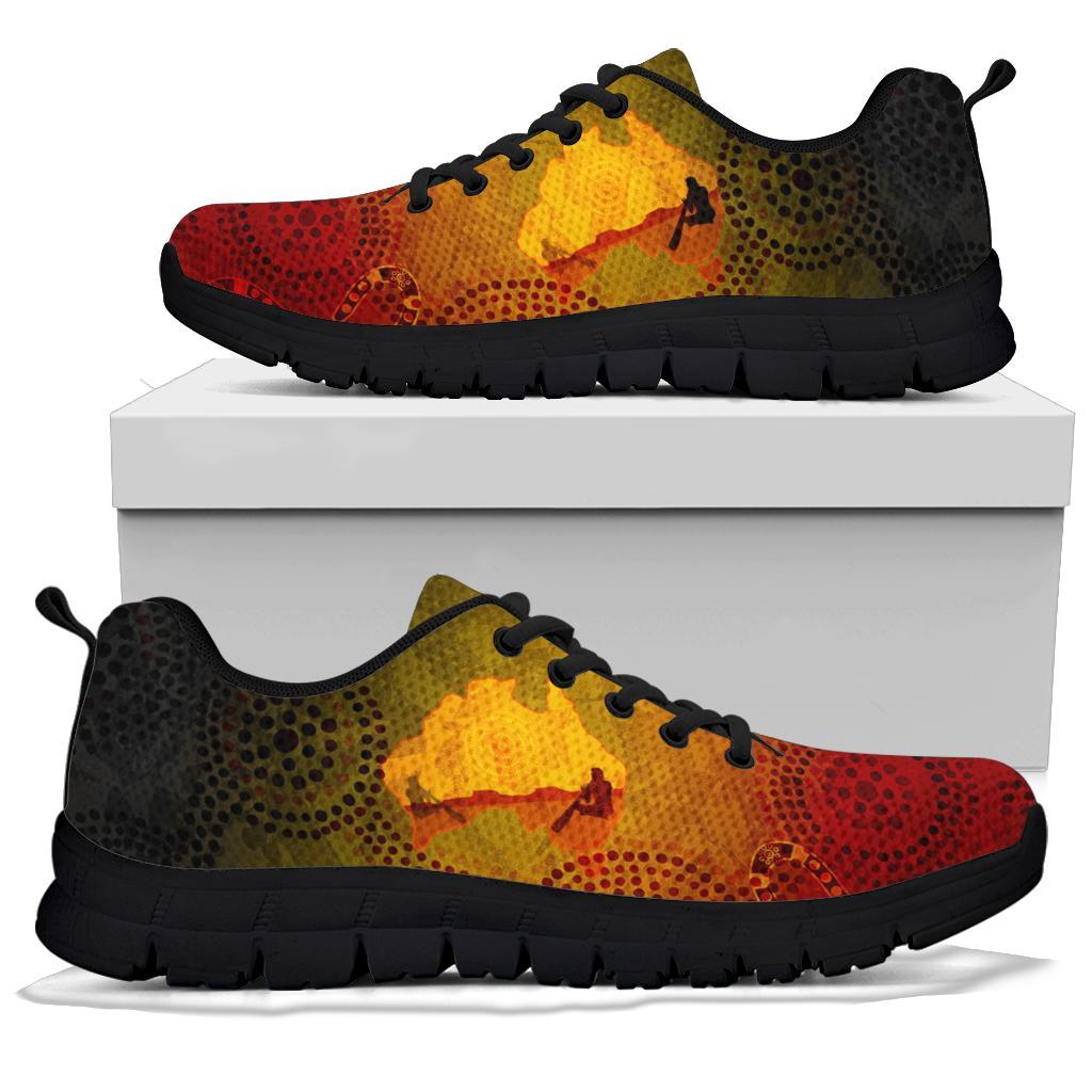 Aboriginal Sneakers, Australian Map with Indigenous Color - Vibe Hoodie Shop