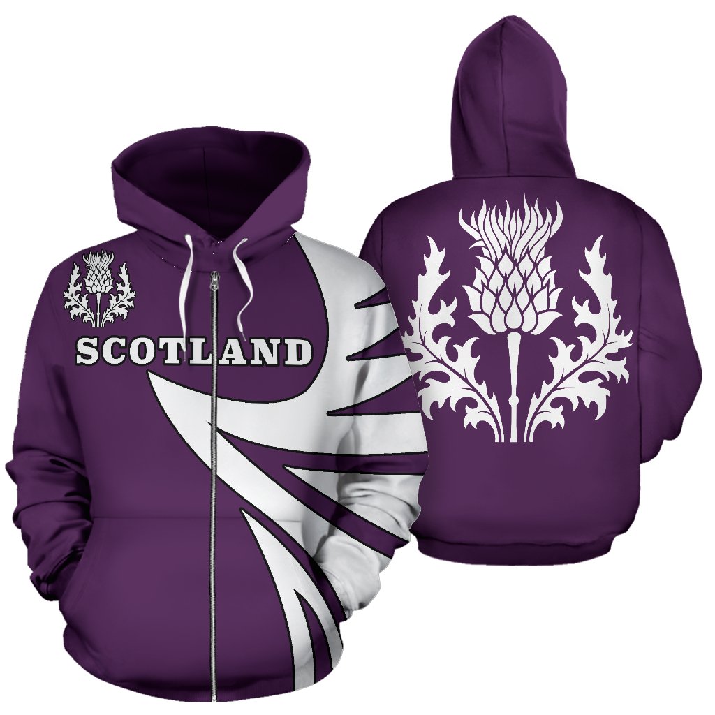 Scotland Thistle Zip - Up Hoodie - Warrior Style - Vibe Hoodie Shop