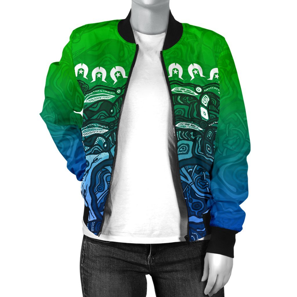 Torres Strait Islands Women's Bomber Jacket - Blue - Vibe Hoodie Shop