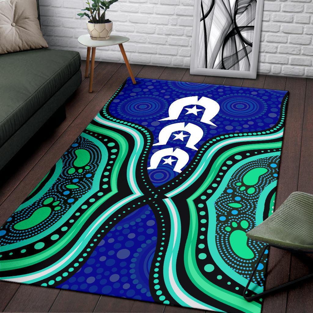 Torres Strait Area Rug - Torres Strait Symbol And Aboriginal Patterns - Vibe Hoodie Shop