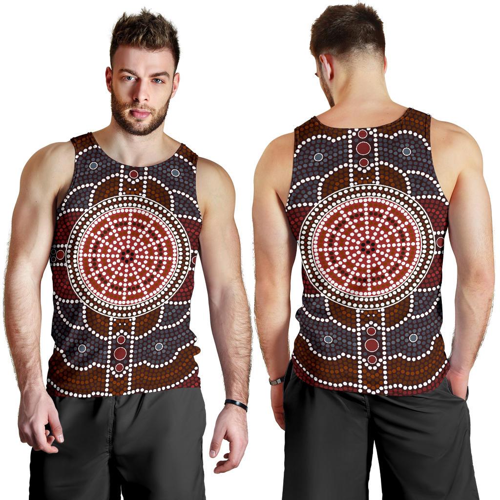 Men Tank Top - Aboriginal Dot Painting Mens Tank Ver03 - Vibe Hoodie Shop