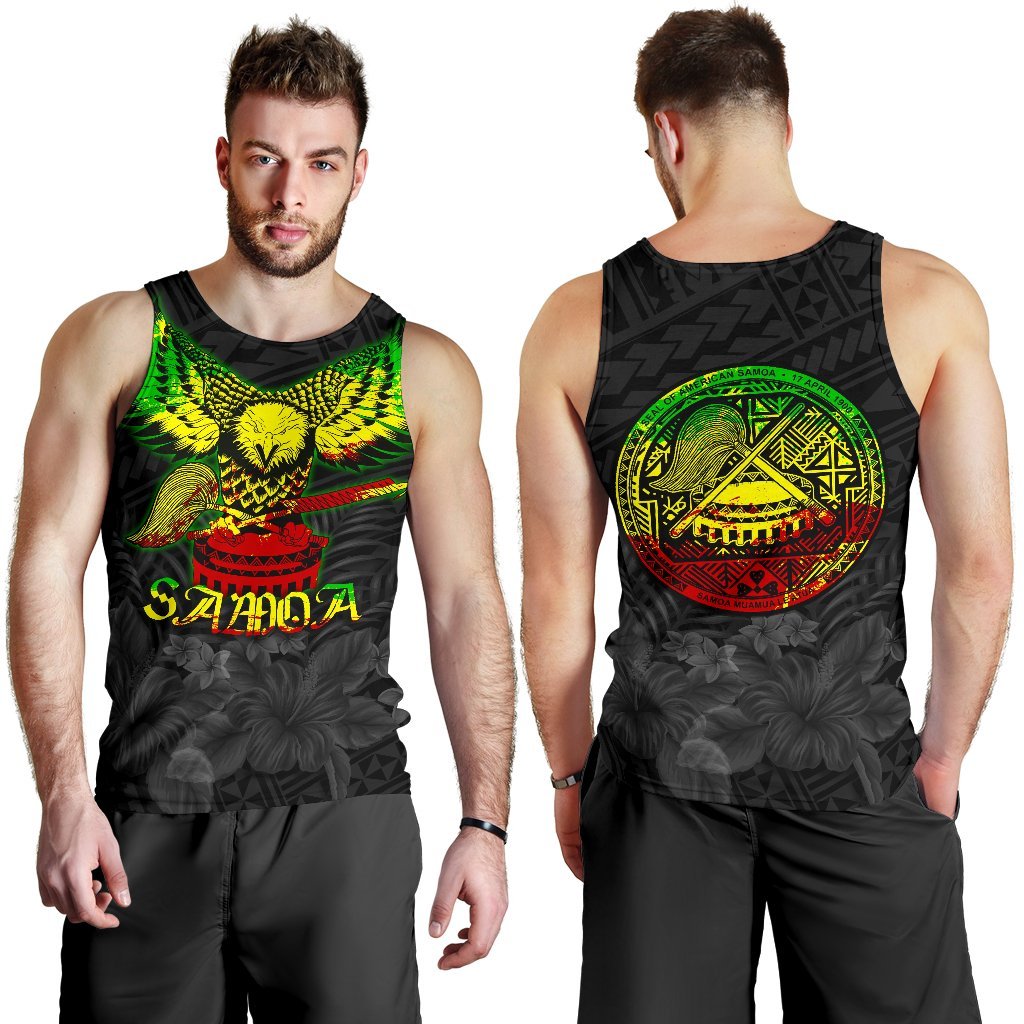 American Samoa Eagle With Seal Men Tank Top Rasta - Vibe Hoodie Shop