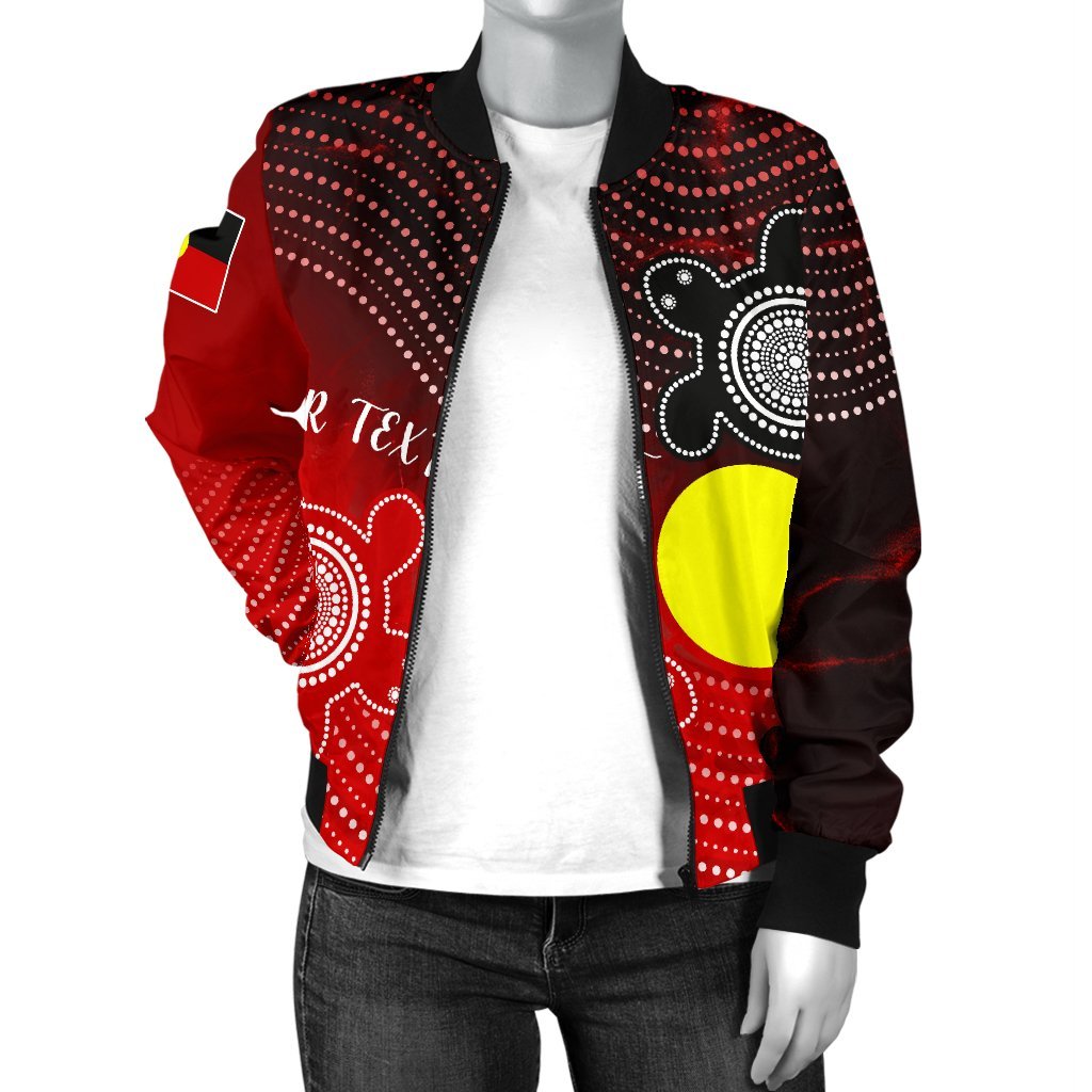 Custom Aboriginal Women's Bomber Jacket - Indigenous Circle Dot Painting Style - - Vibe Hoodie Shop