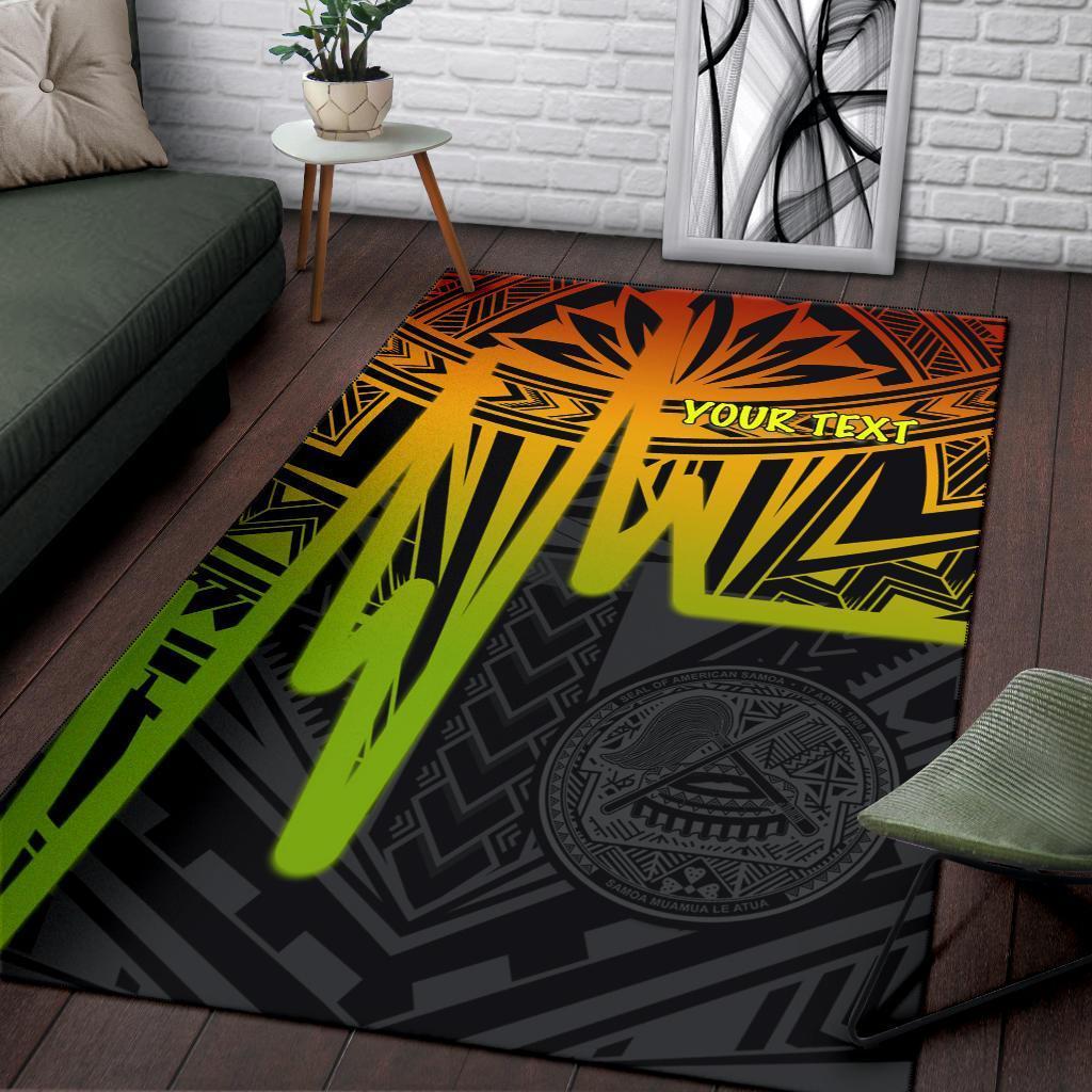 American Samoa Personalised Area Rugs - Seal With Polynesian Pattern Heartbeat Style (Reggae) - Vibe Hoodie Shop