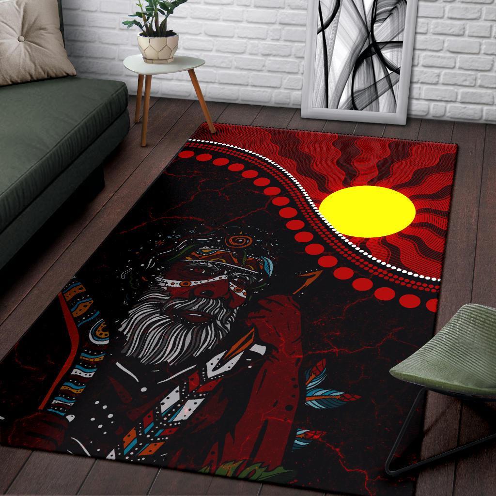 Aboriginal Area Rug - Indigenous People And Sun - Vibe Hoodie Shop