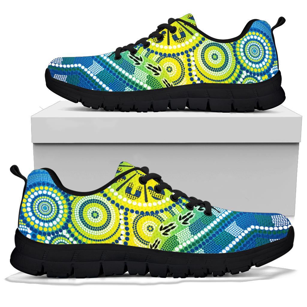 Aboriginal Sneakers - Dot Painting Indigenous Circle Patterns - Vibe Hoodie Shop