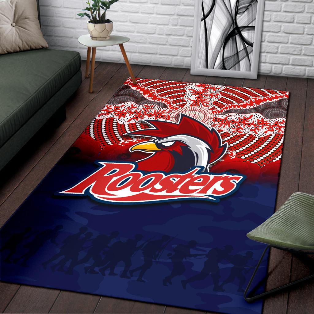 Roosters Area Rug ANZAC Day Aboriginal - Vibe Hoodie Shop