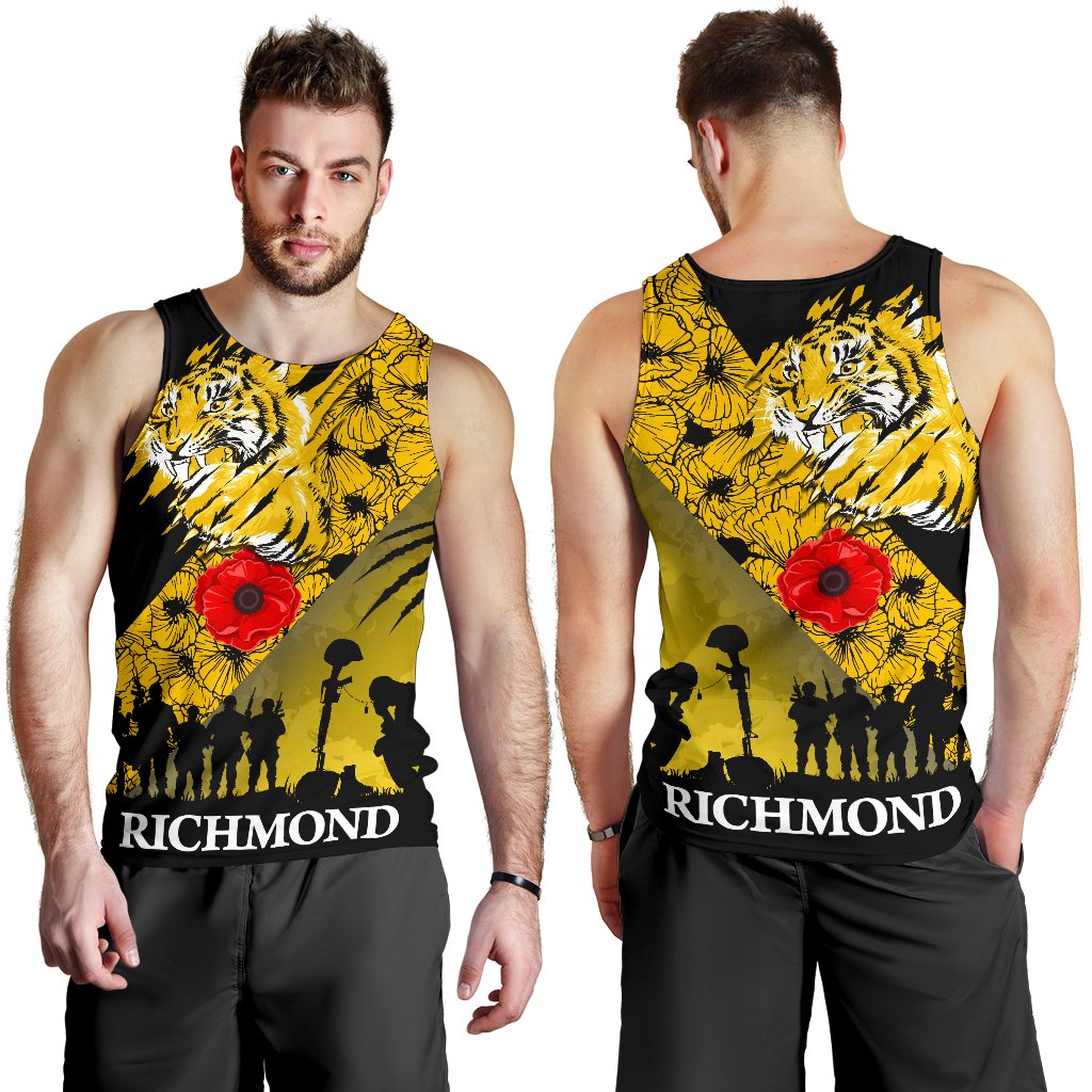 Richmond Tigers Men's Tank Top Lest We Forget - Vibe Hoodie Shop