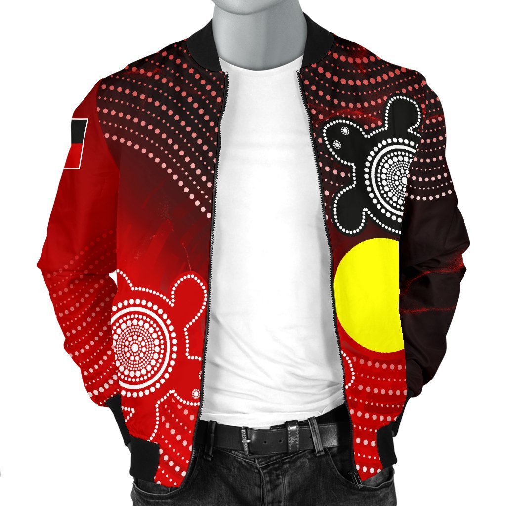 Aboriginal Men's Bomber Jacket - Indigenous Circle Dot Painting Style - - Vibe Hoodie Shop