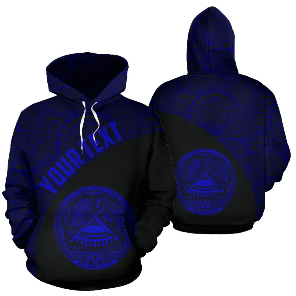 American Samoa Hoodie Coat Of Arms Polynesian Wave Blue (Custom) - Vibe Hoodie Shop