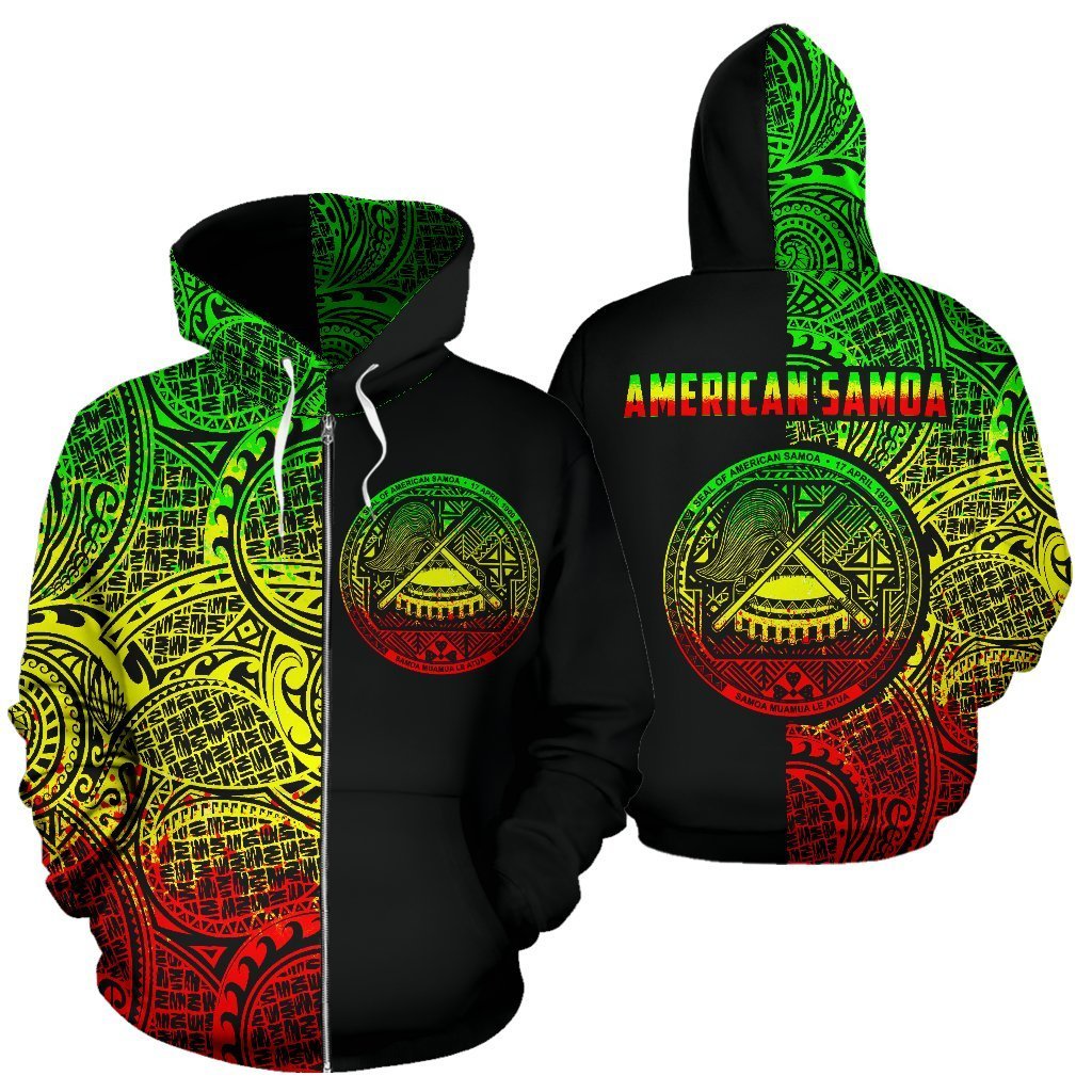 American Samoa Hoodie Coat Of Arms - Half Style (Zip) - Vibe Hoodie Shop