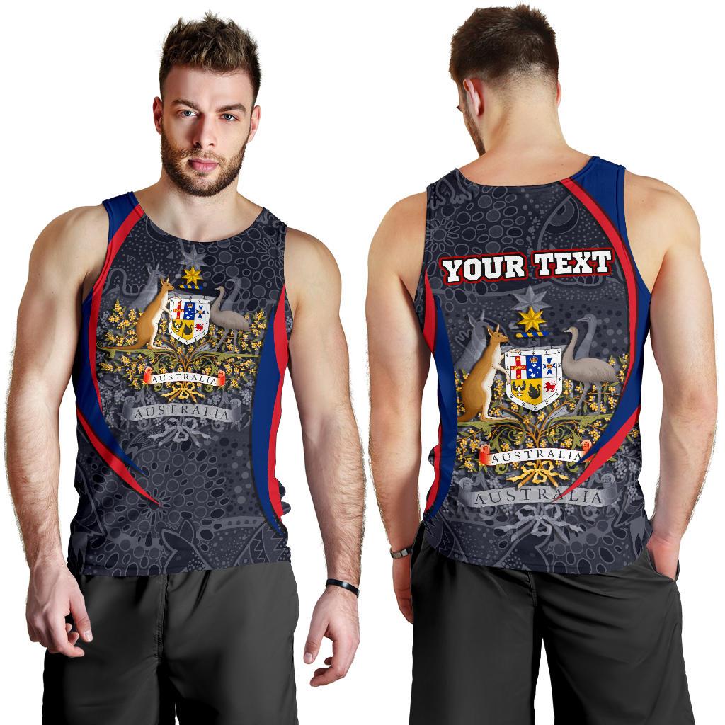 (Custom Text) Tank Top - Australia Coat of Arms Aussie Spirit - Men - Vibe Hoodie Shop