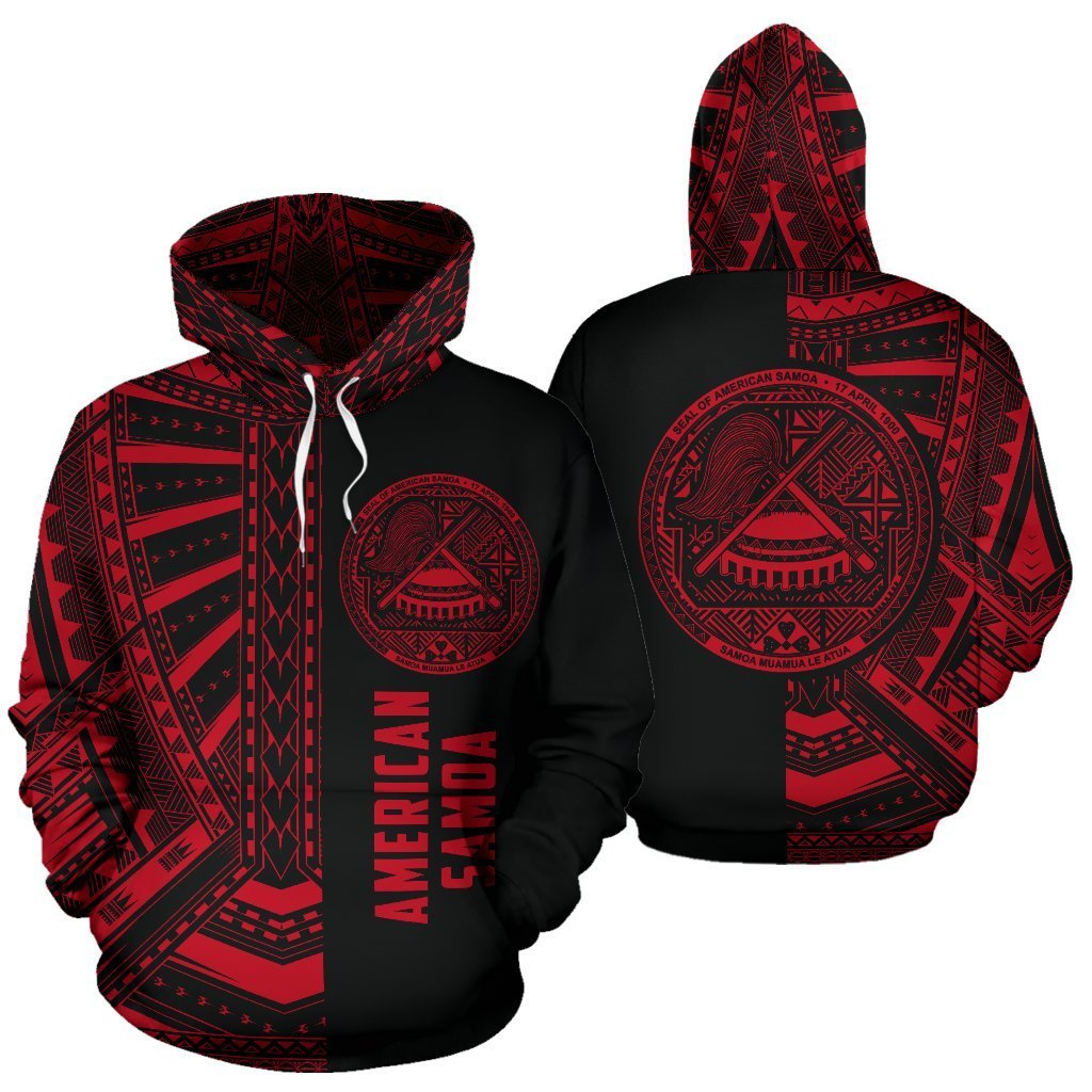 American Samoa Hoodie Coat Of Arms - Half Style (Red) - Vibe Hoodie Shop