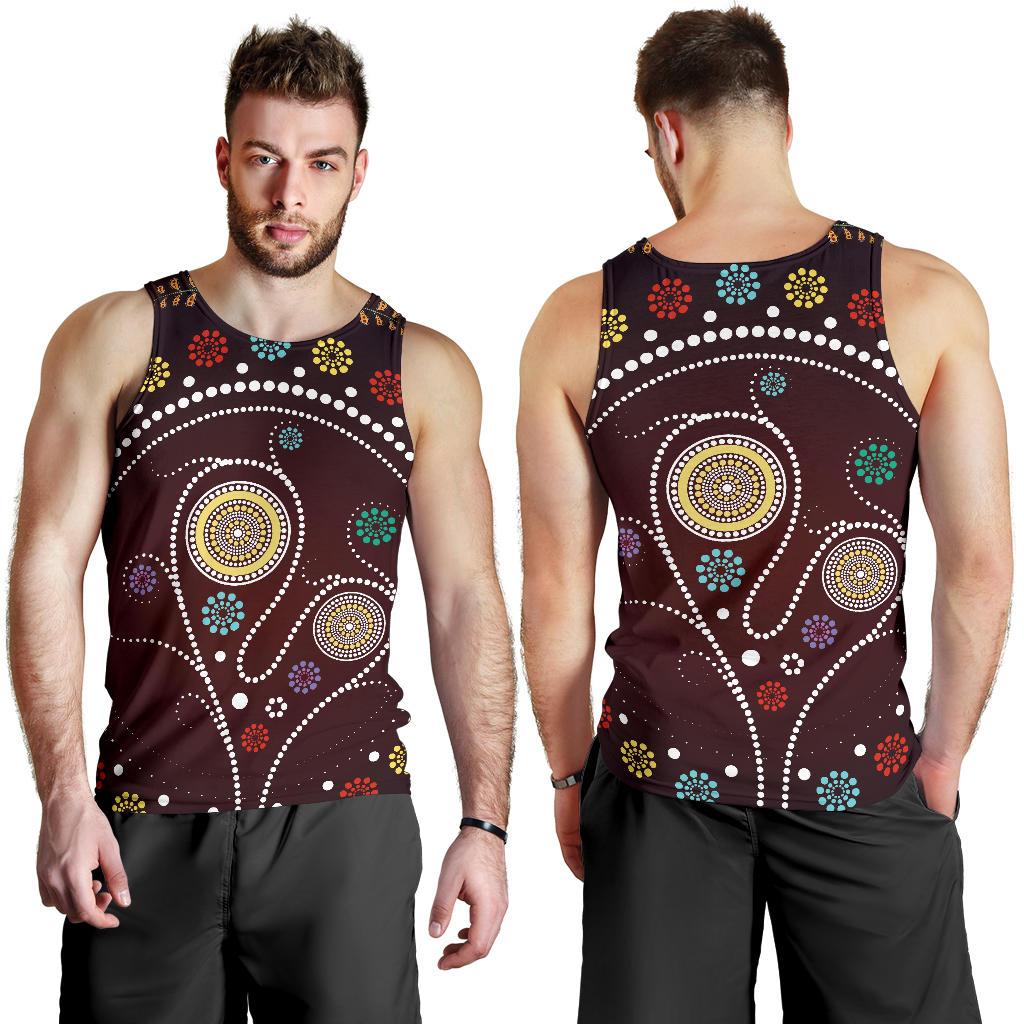 Men Tank Top - Aboriginal Dot Painting Mens Tank Tree - Vibe Hoodie Shop