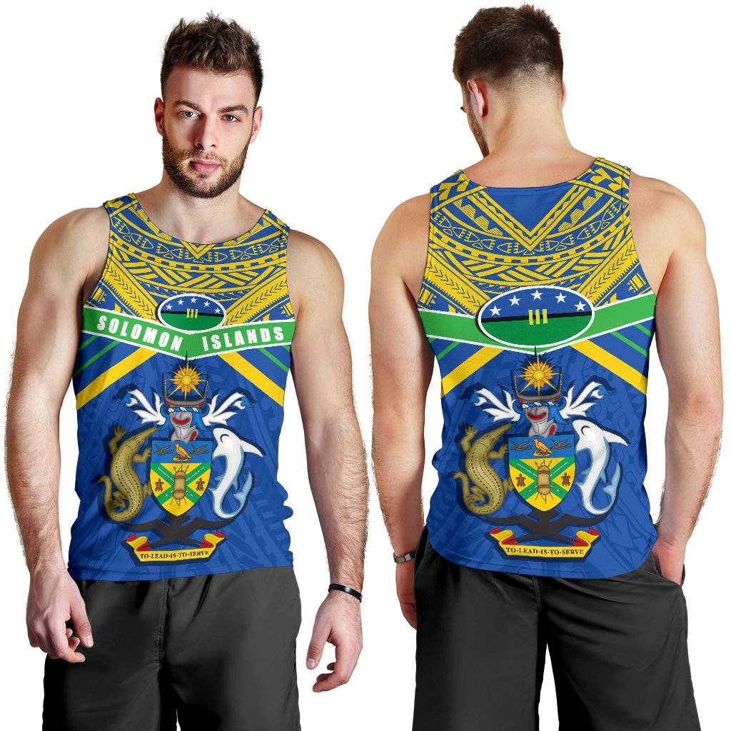 Solomon Islands Men Tank Top Simple Coat Of Arms Rugby - Vibe Hoodie Shop