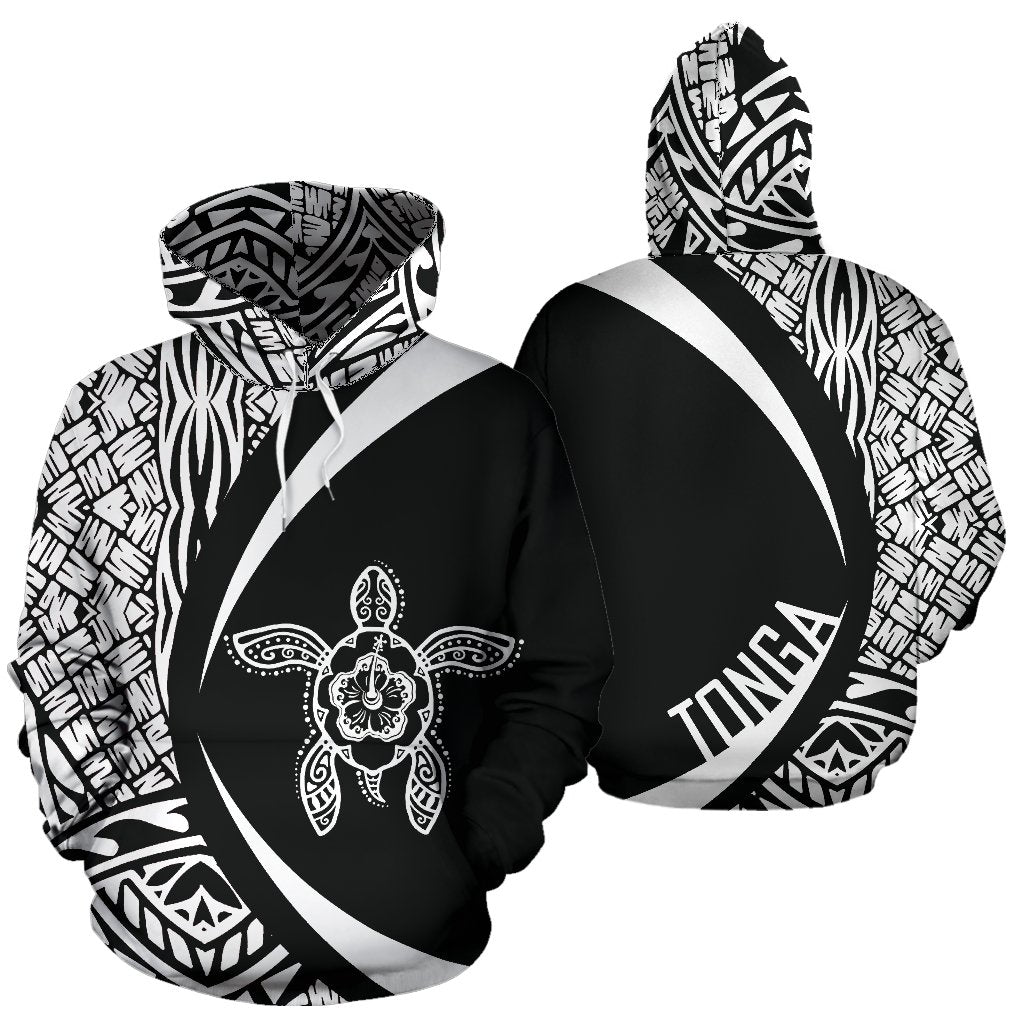 Hoodie Tonga Turtle Polynesian - Circle Style - White - Vibe Hoodie Shop